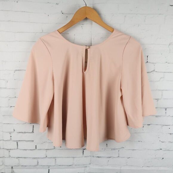 BAR III PEACH 1/2 SLEEVE SCOOP NECK FLOWY CROPPED TOP SIZE SMALL - Picture 6 of 6